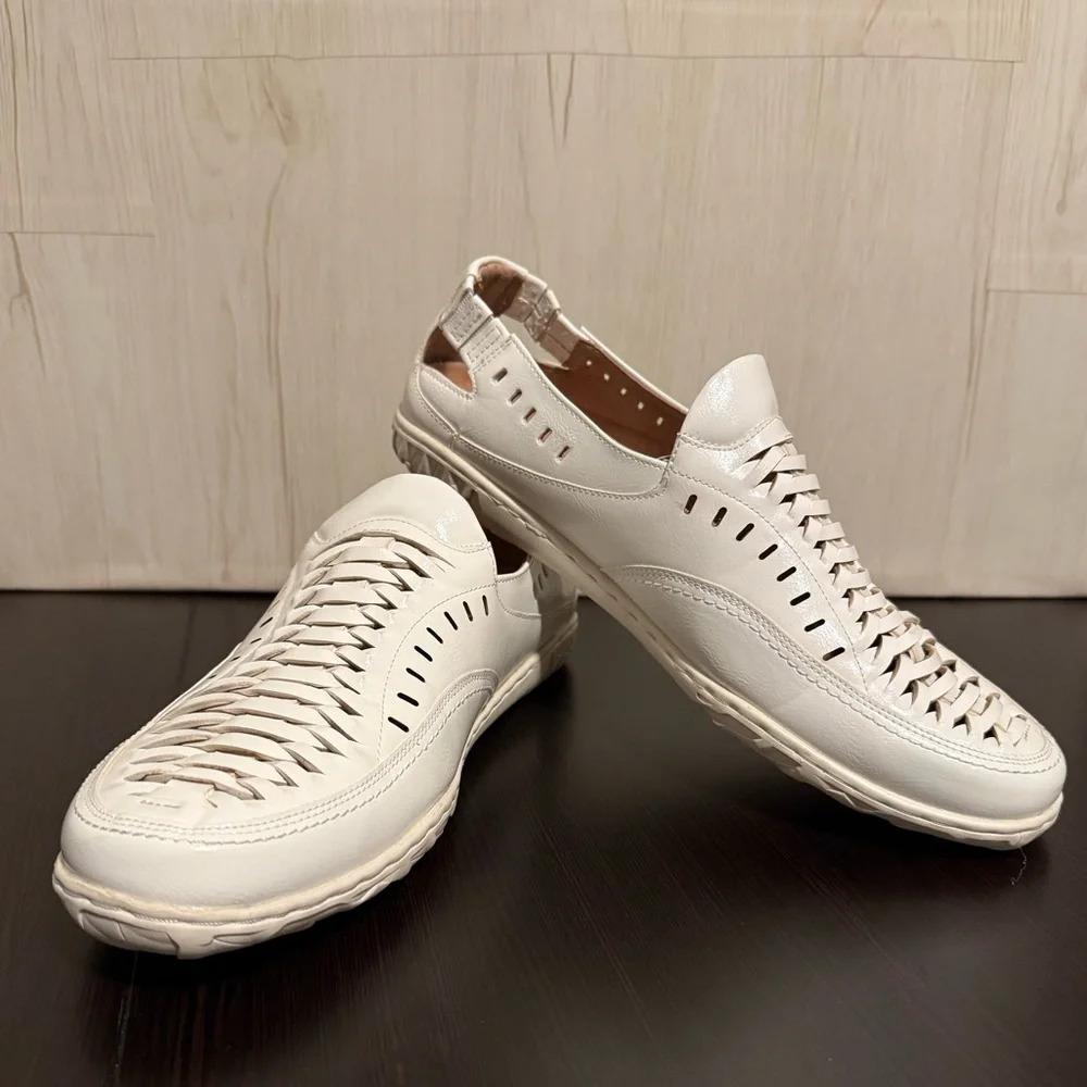 Stacy Adams Ibiza Slip On White Woven Loafer Men’s Size 8 Lightweight Casual - Picture 1 of 11